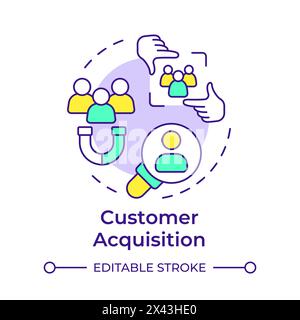 Customer acquisition multi color concept icon Stock Vector