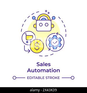 Sales automation multi color concept icon Stock Vector