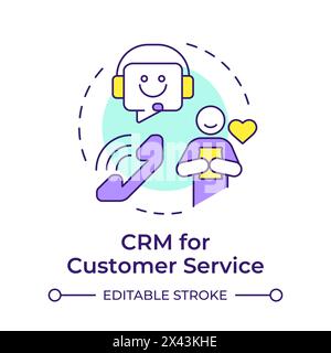 CRM for customer service multi color concept icon Stock Vector