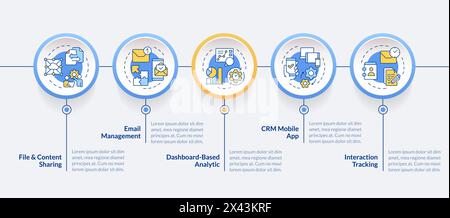 Customer management system benefits circle infographic template Stock Vector
