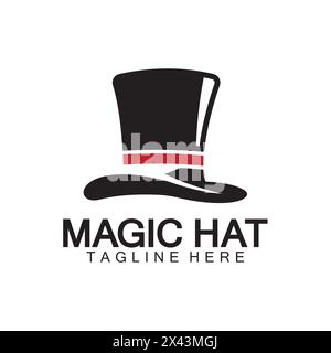 Magic hat logo, Black Magician hat icon vector template Stock Vector