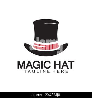 Magic hat logo, Black Magician hat icon vector template Stock Vector
