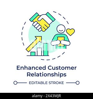 Enhanced customer relationships multi color concept icon Stock Vector