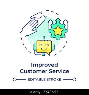 Improved customer service multi color concept icon Stock Vector