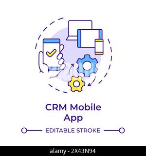 CRM mobile app multi color concept icon Stock Vector