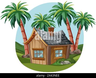 Vector illustration of a small cabin among trees Stock Vector Image ...