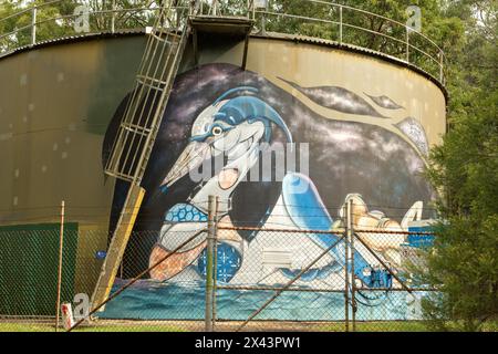 Water Tank Art by Scott Nagy et al, Lapstone, NSW, Australia Stock Photo