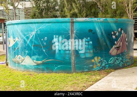 Water Tank Art by Scott Nagy and Krimsone, Woolooware, NSW, Australia Stock Photo