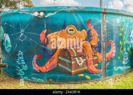 Water Tank Art by Scott Nagy and Krimsone, Woolooware, NSW, Australia Stock Photo