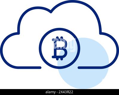 Bitcoin cloud. Decentralized cryptocurrency nature and security. Pixel perfect, editable stroke icon Stock Vector