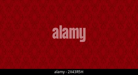 Rich red background. Seamless damask pattern. Red color.For fabric, wallpaper, wrapping paper, holiday packaging. Vector illustration. Stock Vector