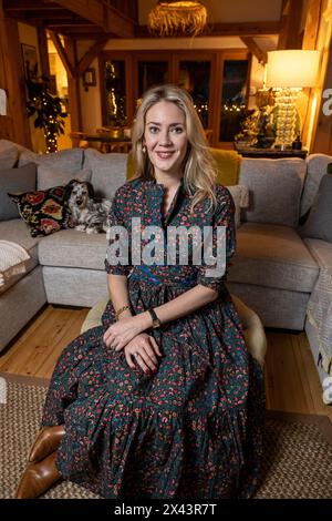 Portrait of interior designer Francesca Rowan Plowden, East Sussex, UK. Stock Photo