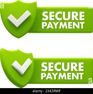 Secure payment. Credit card icon with shield. Secure transaction. Vector stock illustration Stock Vector