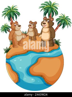 Three cartoon bears standing together outdoors Stock Vector Image & Art ...