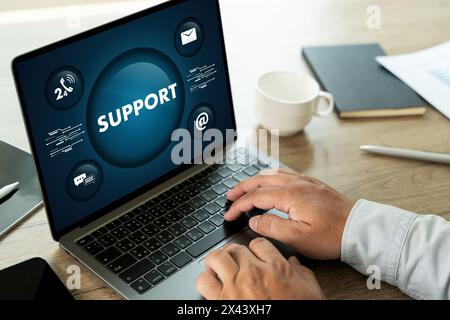 Call center technical support Service support customer help call center technical or customer support Stock Photo
