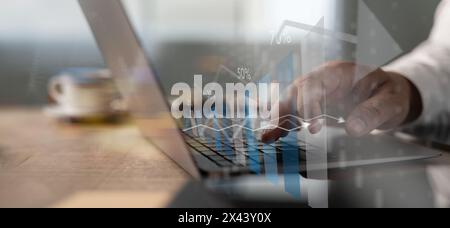 work hard Data Analytics Statistics Information Business Technology Stock Photo