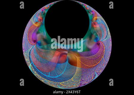 Multi-colored skeleton leaves arranged on black background Stock Photo