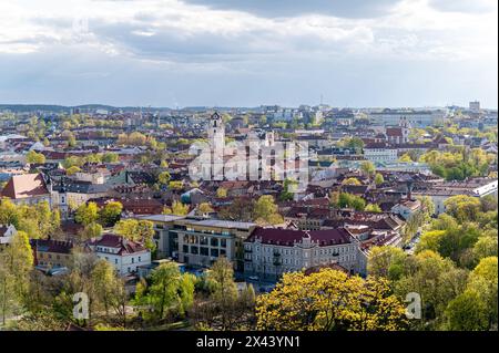 The view across Vilnius from the Three Crosses Monument, Vilnius, Lithuania Stock Photo