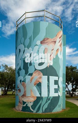 Water Tower Art by Frank and Mimi, The Spit, Queensland, Australia Stock Photo