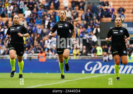 Milan, Italia. 28th Apr, 2024. The referees during the Serie A soccer match between Inter and Torino at the San Siro Stadium, north Italy - Sunday 28, April, 2024. Sport - Soccer . (Photo by Spada/LaPresse) Credit: LaPresse/Alamy Live News Stock Photo