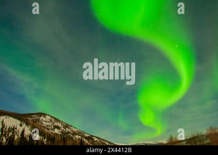 USA, Alaska, Chena Hot Springs Resort. Aurora borealis and stars in night sky. Stock Photo