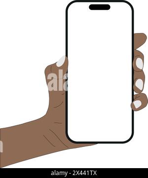 a phone in a hand on a transparent background in vector format Stock Vector