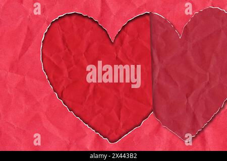 Paper torn in the shape of a heart, abstract background with heart shape, editable, copy space Stock Photo