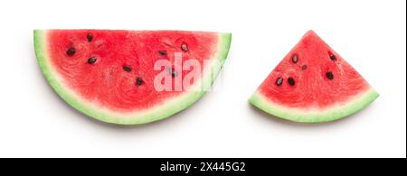 Semicircle and triangle shaped ripe watermelon slices isolated Stock Photo