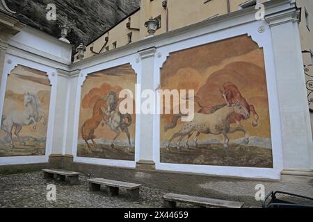 Horse pond, stables pond, stables pond at Herbert-von-Karajan-Platz in Salzburg, Austria Stock Photo