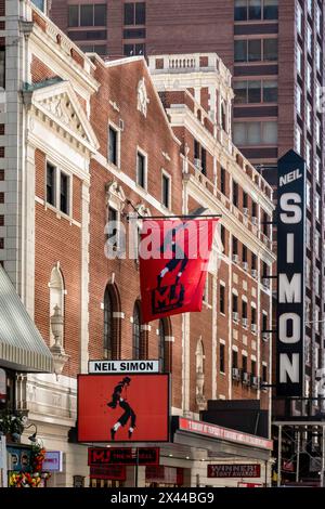 'MJ the Musical' marquee at the, Neil Simon Theater, Times Square, NYC, USA  2024 Stock Photo