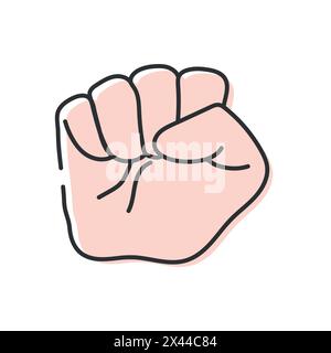 Raised fist line icon isolated on a white background. Power and strength symbol. Hand gesture. Vector illustration Stock Vector