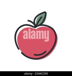 Apple line icon. Apple outline isolated on white background. Vector illustration Stock Vector