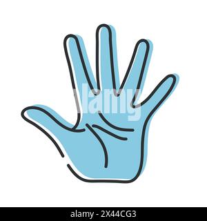 Raised human hand line icon. Open palm of a hand isolated on white background. Salute gesture. Vector illustration Stock Vector