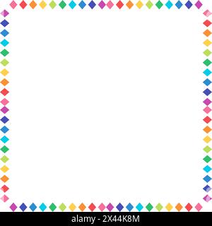 Square Frame Made Of Rainbow Colored Small Rhombus Stock Vector