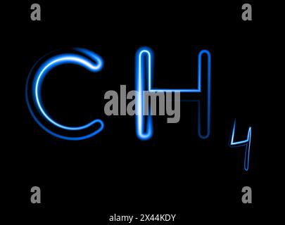 Vector isolated illustration of methane formula with neon effect. Stock Vector