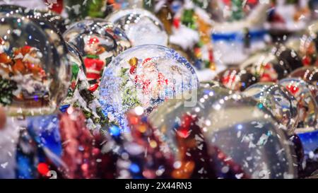 Festive cityscape - view of the Christmas decorations closeup on the Christmas Market (Weihnachtsmarkt) in the city of Vienna, Austria Stock Photo