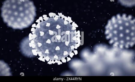 Omicron Coronavirus particles. Novel Covid variants and strains Stock Photo