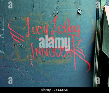 Glasgow, Scotland, UK. 29th April, 2024: Distasteful Lucy Letby the child killer graffitti on the style mile and shopping capital of scotland, buchanan street in the city centre. Credit Gerard Ferry /Alamy Live News Stock Photo