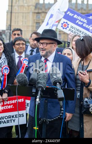 London, UK. 30th Apr 2024 George Galloway mp workers party  rally on Parliament Square has been with dozens of candidates set to stand for George Galloway's party at the general election Credit: Richard Lincoln/Alamy Live News Stock Photo