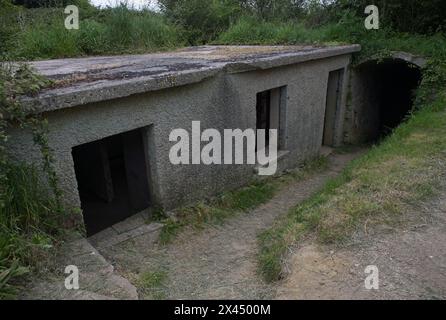 Grandcamp-Maisy, France - Apr 23, 2024: German battery Maisy in Grandcamp-Maisy during Second World War. They fired to Utah beach. Sunny spring day. S Stock Photo