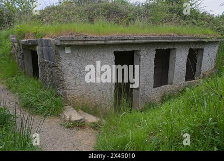 Grandcamp-Maisy, France - Apr 23, 2024: German battery Maisy in Grandcamp-Maisy during Second World War. They fired to Utah beach. Sunny spring day. S Stock Photo