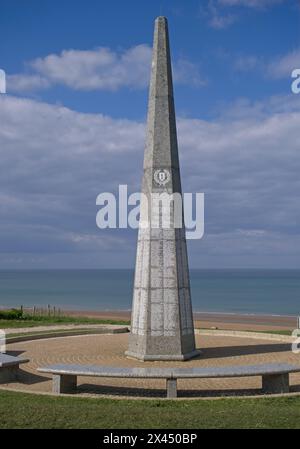 Colleville-sur-Mer, France - Apr 25, 2024: Big Red One memorial. Normandy landings during Second World War. It stands in the area of Wiederstandsnest Stock Photo