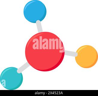 Structure of simple molecule of medicine icon. Synthesis of complex substances, medical stroked cartoon element for modern and retro design. Simple co Stock Vector