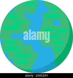 Healthy blue planet earth icon. Symbol of peace and prosperity, medical stroked cartoon element for modern and retro design. Simple color vector picto Stock Vector