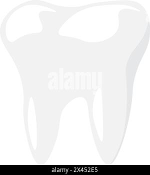 Healthy undamaged tooth icon. Baby molar, medical stroked cartoon element for modern and retro design. Simple color vector pictogram isolated on white Stock Vector