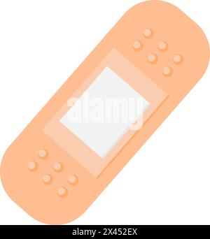 Sticker for wound treatment icon. Adhesive plaster, medical stroked cartoon element for modern and retro design. Simple color vector pictogram isolate Stock Vector
