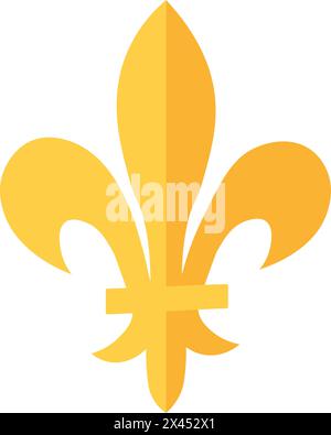 Flat cartoon yellow gold fleur-de-lis icon Stock Vector