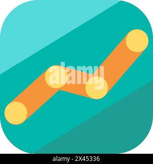 Square chart icon button. Application element, medical stroked cartoon element for modern and retro design. Simple color vector pictogram isolated on Stock Vector