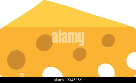 Flat cartoon yellow tasty French cheese icon Stock Vector