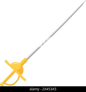 Flat cartoon yellow gold sword icon Stock Vector
